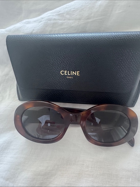 Celine Accessories - Celine Tortoiseshell Oval Sunglasses with Dark Lenses